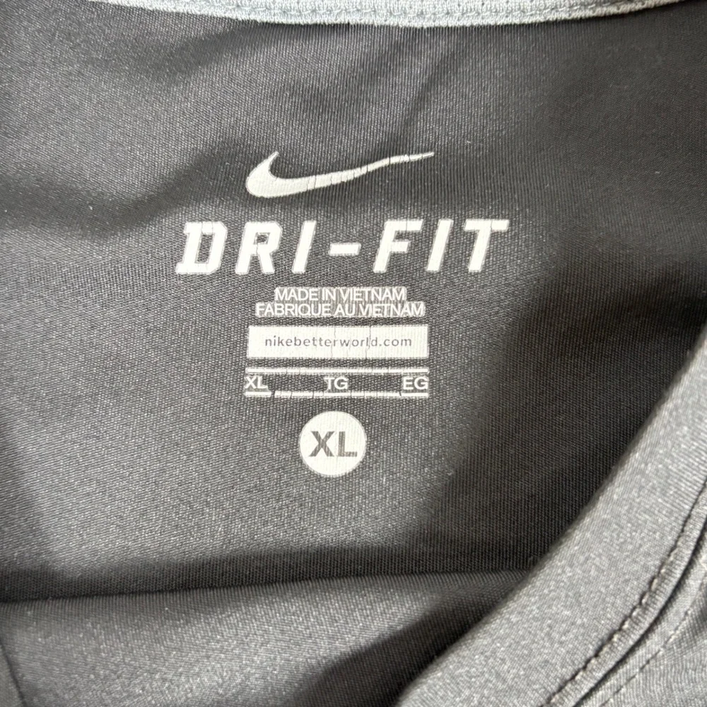Nike Dri-Fit Mens XL Black Grey Running Training Shirt 519539-010 Short Sleeve